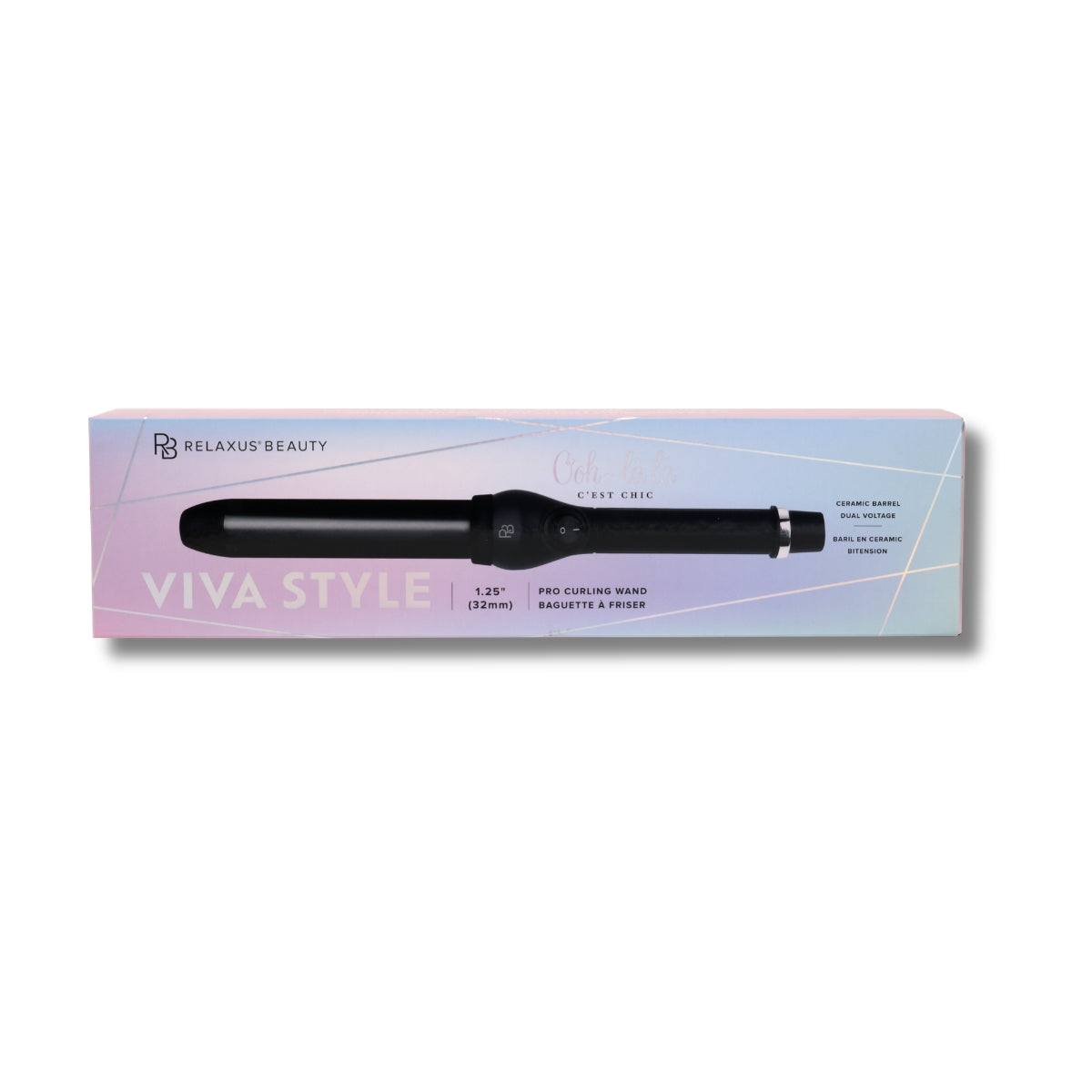 Viva Style Pro 1.25" Clipless Curling Wand | Professional 100% Ceramic Wand (Black & Rose Gold)