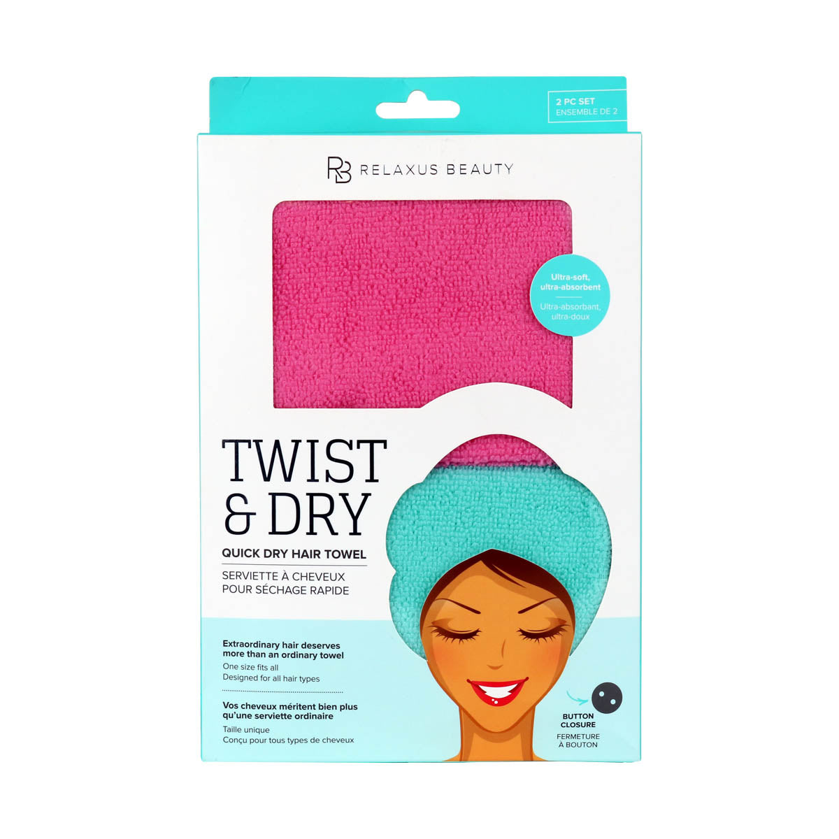 Twist & Dry Hair Towel Wrap (2-Pack)